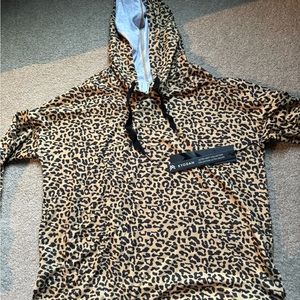 Long sleeve cheetah print jersey hoodie